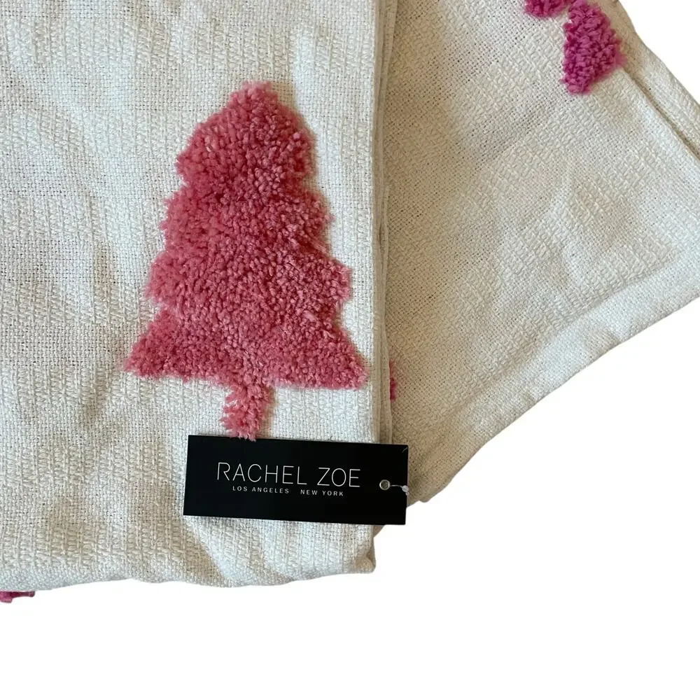 Rachel Zoe Pink Christmas Tree Throw Blanket 50x60 Holiday NEW